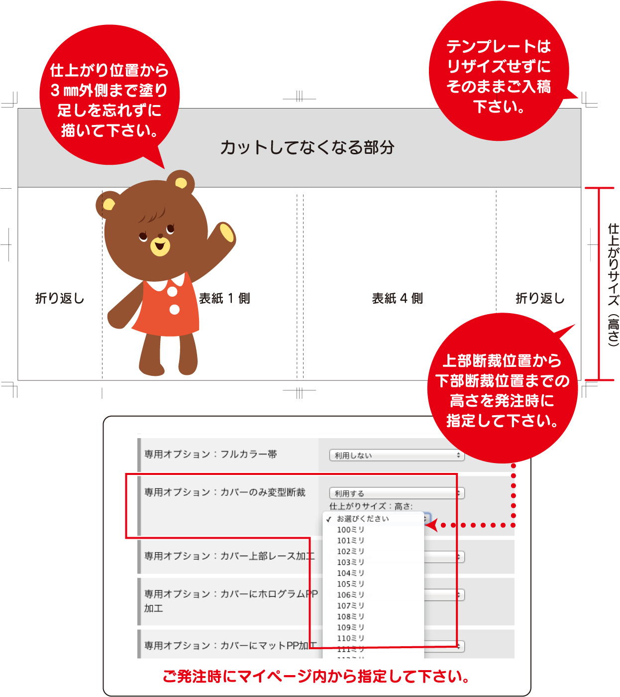 カバーのみ オプション カバー変型断裁